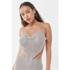 NWT UO That’s Hot Sparkly Silver Handkerchief Top Size XS